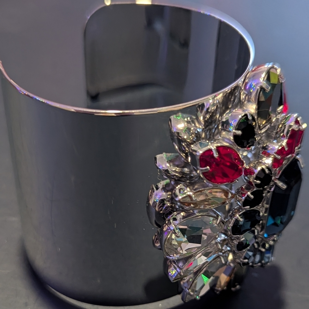 Swarovski Multicolor Crystal Cuff Bracelet with Blue Center Stone - Picture 7 of 8